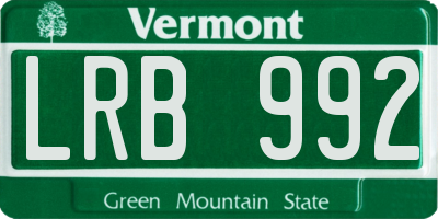 VT license plate LRB992