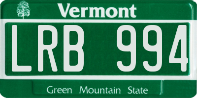 VT license plate LRB994