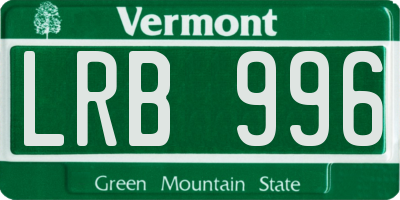 VT license plate LRB996