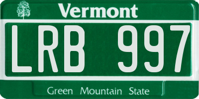 VT license plate LRB997