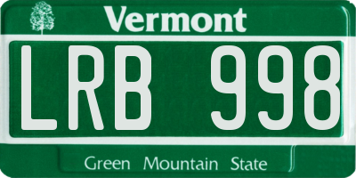 VT license plate LRB998
