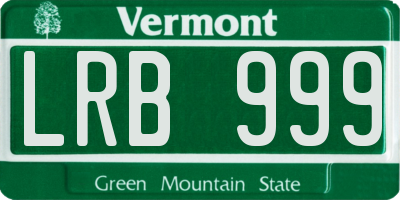 VT license plate LRB999