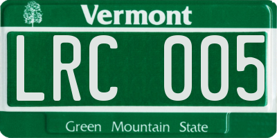 VT license plate LRC005