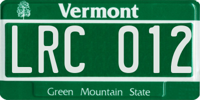 VT license plate LRC012