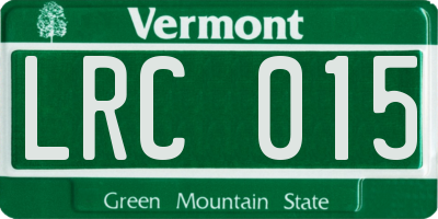 VT license plate LRC015