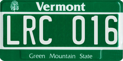 VT license plate LRC016