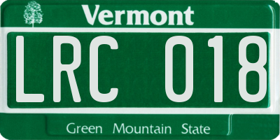 VT license plate LRC018