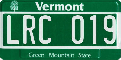 VT license plate LRC019