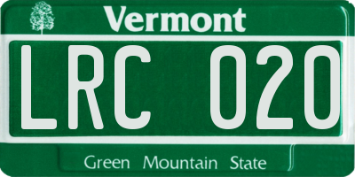 VT license plate LRC020
