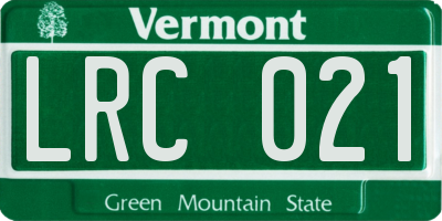 VT license plate LRC021