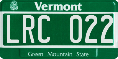 VT license plate LRC022
