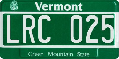 VT license plate LRC025