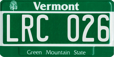 VT license plate LRC026