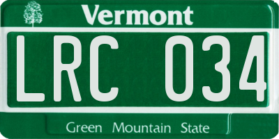 VT license plate LRC034
