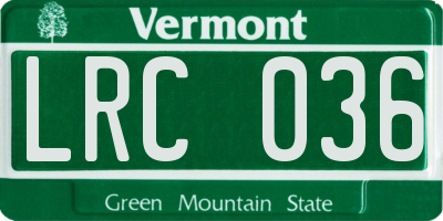 VT license plate LRC036
