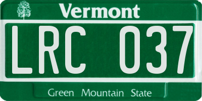 VT license plate LRC037
