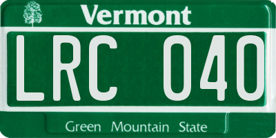 VT license plate LRC040