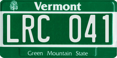 VT license plate LRC041