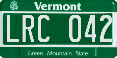 VT license plate LRC042