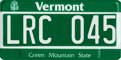 VT license plate LRC045
