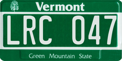 VT license plate LRC047