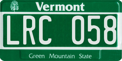 VT license plate LRC058