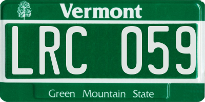 VT license plate LRC059