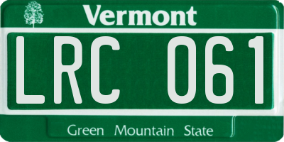 VT license plate LRC061