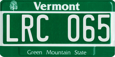 VT license plate LRC065