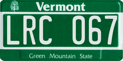 VT license plate LRC067