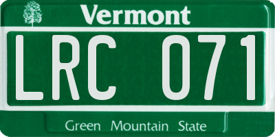 VT license plate LRC071