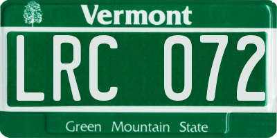 VT license plate LRC072