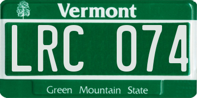 VT license plate LRC074