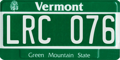 VT license plate LRC076