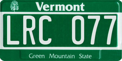 VT license plate LRC077