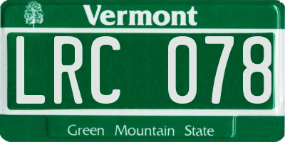 VT license plate LRC078