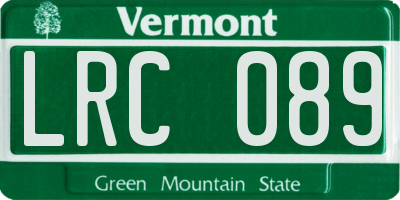 VT license plate LRC089