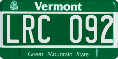 VT license plate LRC092