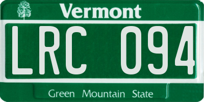 VT license plate LRC094