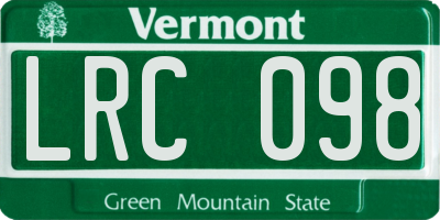 VT license plate LRC098