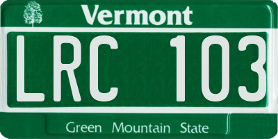 VT license plate LRC103