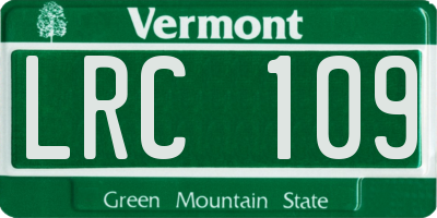 VT license plate LRC109
