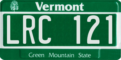 VT license plate LRC121