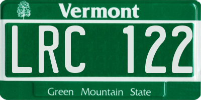 VT license plate LRC122