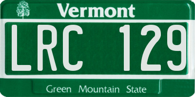 VT license plate LRC129