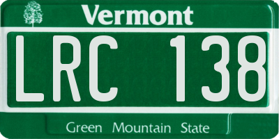 VT license plate LRC138
