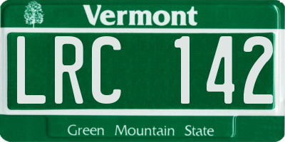 VT license plate LRC142