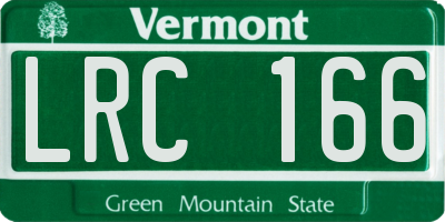 VT license plate LRC166