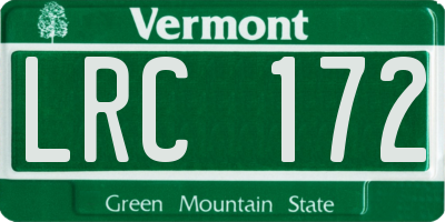 VT license plate LRC172