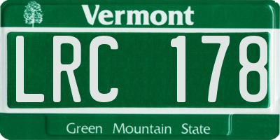 VT license plate LRC178